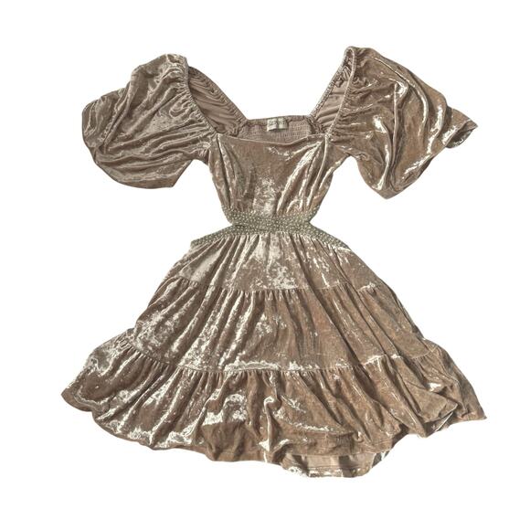 The Post Pink Velvet Pearl Waistline Country Western Cowgirl Dress S - Picture 1 of 3